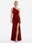 Sexy One Shoulder Sequin Mermaid Evening Dress with High Slit and Ruched Bodycon Silhouette