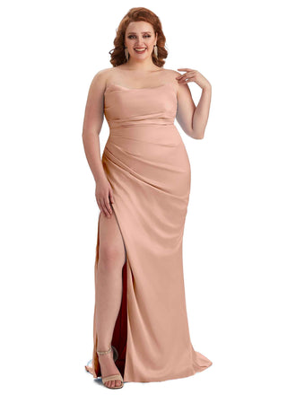 Strapless Rose Gold Satin Bridesmaid Dress