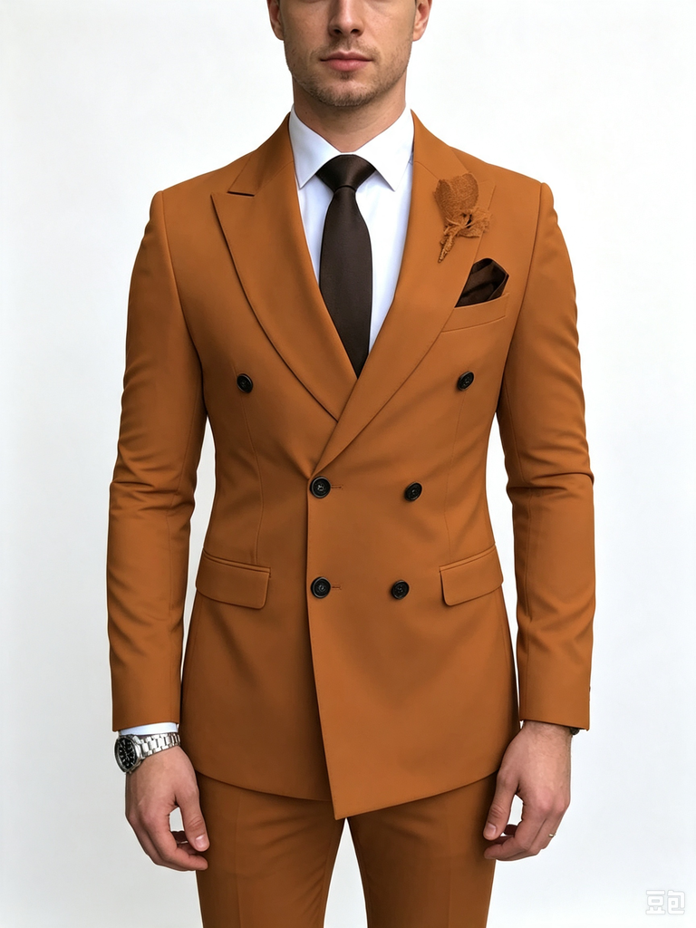 Classic 1 Piece Brown Men's Suit with Regular Fit and Sophisticated Peak Lapel
