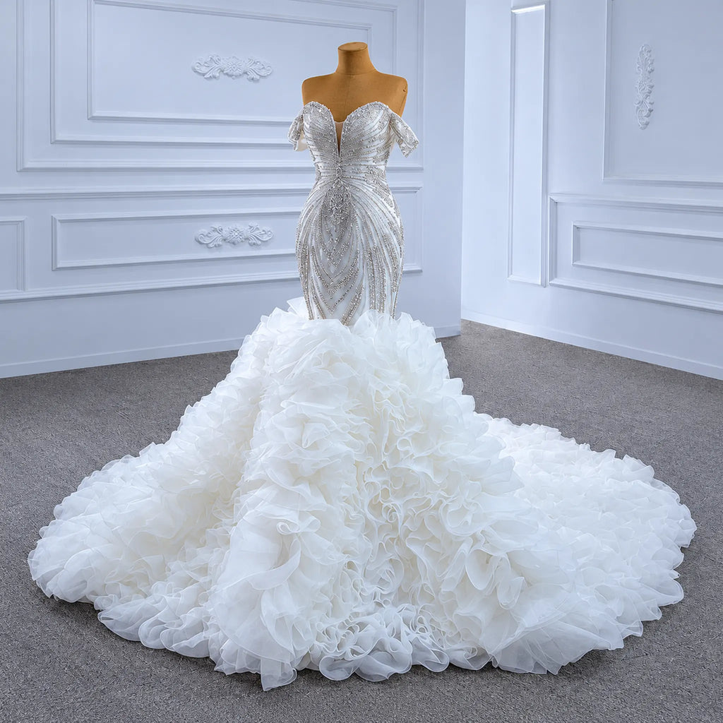 ChicSew Sparkly Mermaid Ball Gown Wedding Dress With Rhinestone