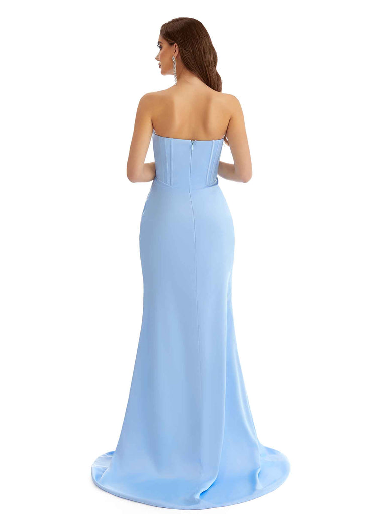 Sexy Side Split Sweetheart Lace Boho Chic Maxi Satin Bridesmaid Dresses Online