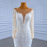 ChicSew Sparkly Illusion Long Sleeves Beaded Ball Gown Wedding Dress