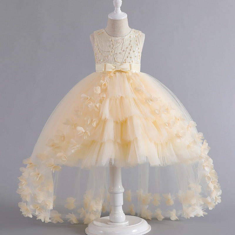 Elegant Luxury Tulle Flower Girls Dress Cupcake Princess Gown for Wedding Tutu Dress