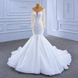 ChicSew Sparkly Illusion Long Sleeves Beaded Ball Gown Wedding Dress