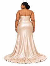 ChicSew Sexy Spaghetti Straps Side Slit Mermaid Soft Satin Maxi Long Bridesmaid Dresses