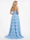 Fancy Sweetheart A-Line Tiered Chiffon Ball Gown with Crisscross Bodice and Side Slit