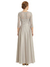 Trendy Lace Long Sleeve Boat Neckline A-Line Mother Of The Bride Dress