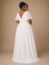 ChicSew Elegant V-Neck Chiffon Flutter Sleeves A-Line Floor-Length Wedding Dress