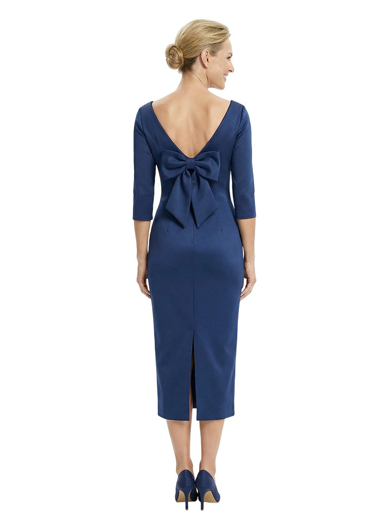 Beautiful 3/4 Sleeves Tea-Length Sheath Mother Of The Bride Dress