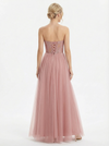 Graceful Lace Applique Strapless Tulle Ball Gown Classy Sweetheart Neck Formal Gown