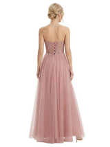 ChicSew Elegant Strapless Sweetheart Prom Dress Lace Applique Tulle A-Line Silhouette Floor Length Formal Evening Gown