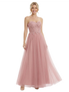 ChicSew Elegant Strapless Sweetheart Prom Dress Lace Applique Tulle A-Line Silhouette Floor Length Formal Evening Gown