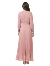 Unique Pleated  A-Line Long Sleeves Chiffon Maxi Mother Of The Bride Dress