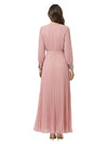 Unique Pleated  A-Line Long Sleeves Chiffon Maxi Mother Of The Bride Dress