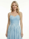 Elegant Ruched Lace Tulle A-Line Gown Delicate Sweetheart Neck Sleeveless Formal Dress