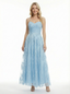 Elegant Ruched Lace Tulle A-Line Gown Delicate Sweetheart Neck Sleeveless Formal Dress