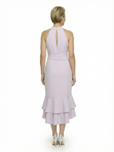 Modern Halter Ruffle Unique High-Low Mother Of The Groom Gown With Belt