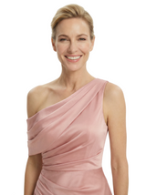 Modern Asymmetrical Mother Of The Groom Gown Satin Ruched Evening Dress With Side Slit