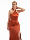 Keyhole Neckline Mermaid Sleeveless  Bridesmaid Gown Halter Neck