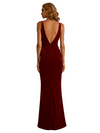 Sexy V-Neck Velvet Mermaid Side Slit Long Winter Evening Dresses for Women