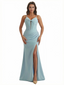 Elegant Spaghetti Straps Stretchy Crepe Mermaid Maxi Evening Gowns For Women