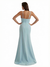 Elegant Spaghetti Straps Stretchy Crepe Mermaid Maxi Evening Gowns For Women