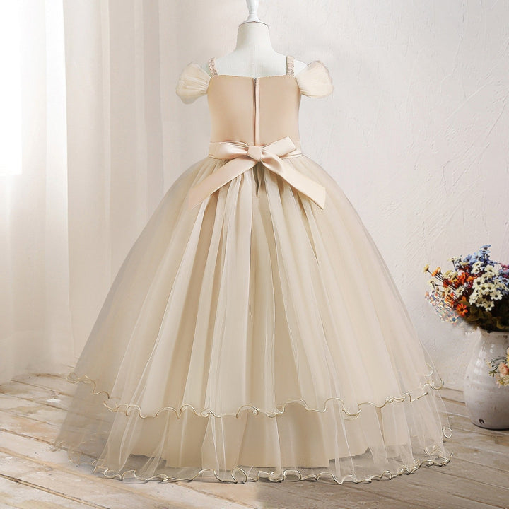 Luxury Lace Tulle Flower Girls Dress Princess Gown for Wedding Long Tutu Dress