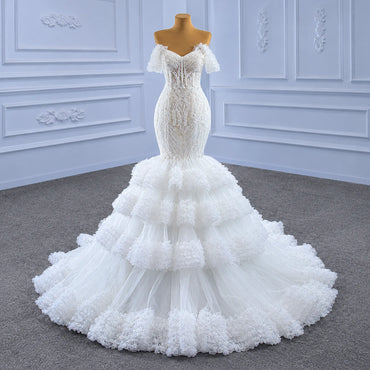 ChicSew Sparkly Lace Applique Off Shoulder Ball Gown Wedding Dress