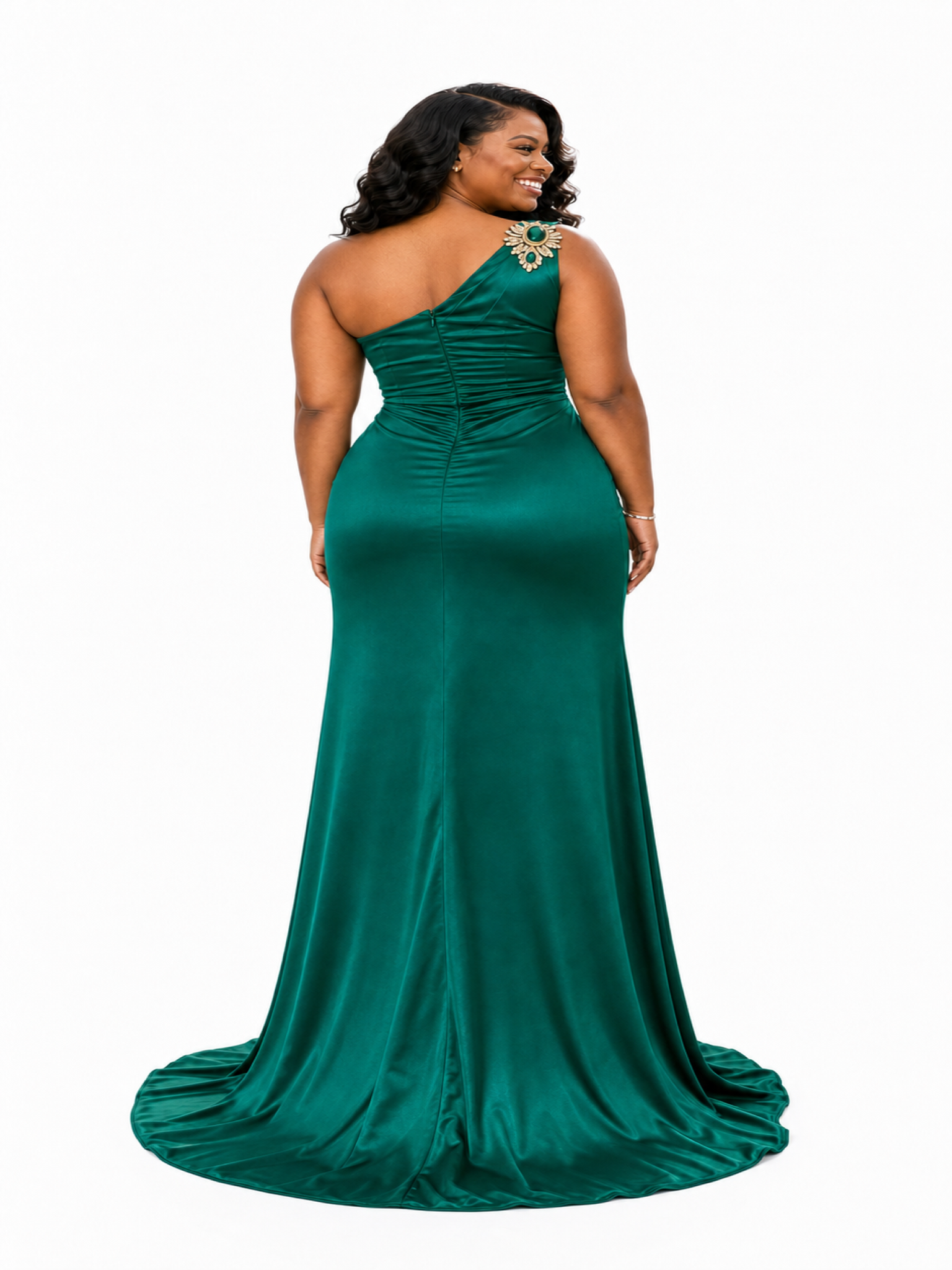 ChicSew Elegant One Shoulder Mermaid Ruched Soft Satin Long Bridesmaid Dresses