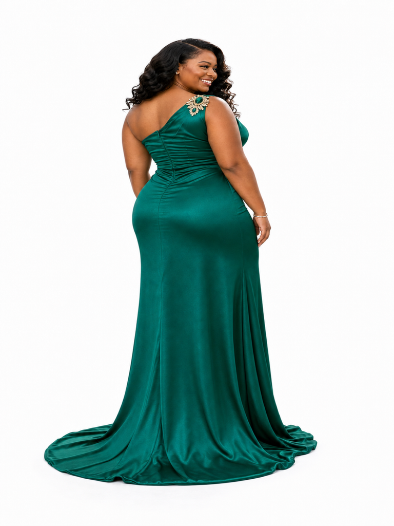 ChicSew Elegant One Shoulder Mermaid Ruched Soft Satin Long Bridesmaid Dresses