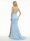 Modern Sweetheart Ruched Satin Mermaid Gown Sexy High Slit Sleeveless Prom Dress
