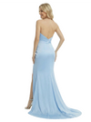 ChicSew Pretty Strapless Sweetheart Ruched Mermaid Satin Maxi Long Evening Gown With Side Slit