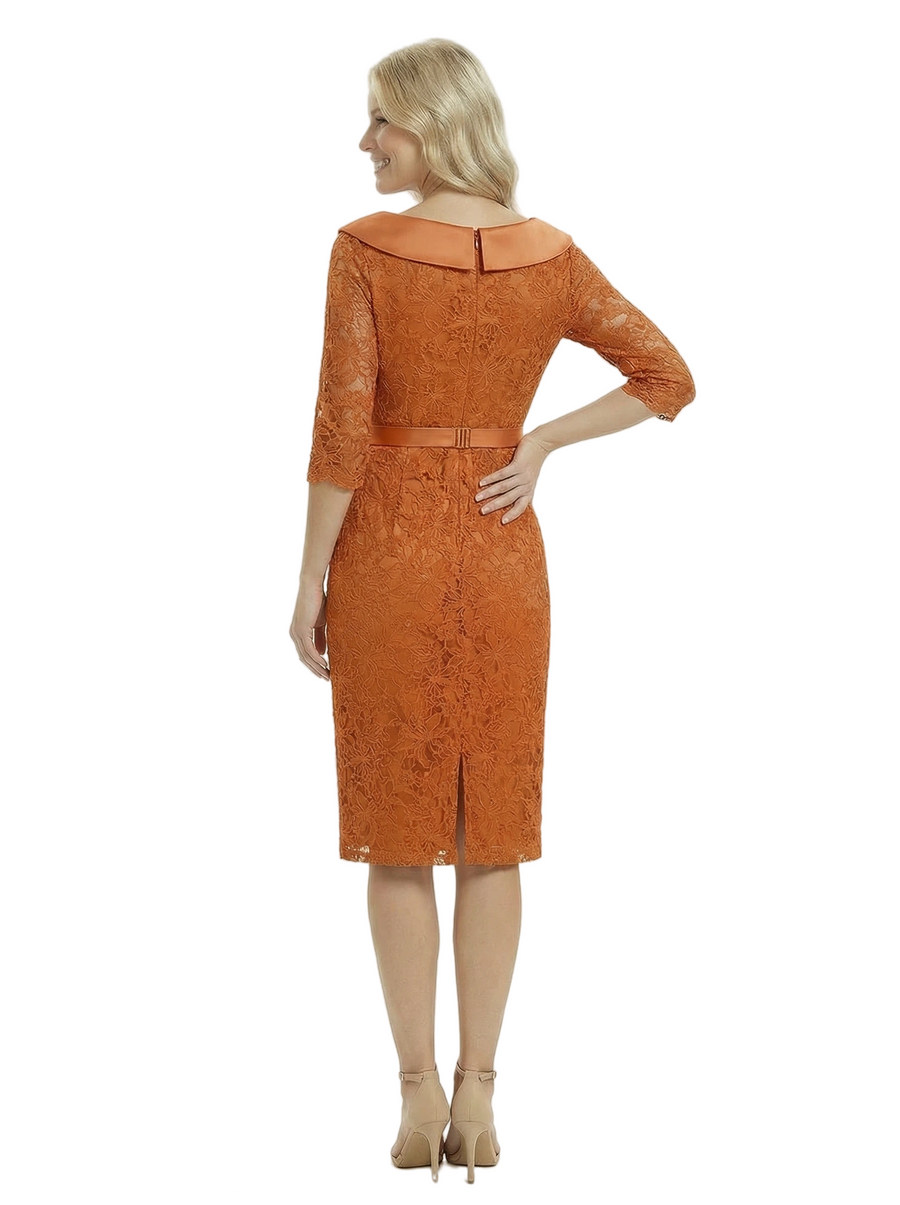 Sophisticated Jewel Half Sleeves Lace Mother Of The Bride Dress With Beaded Belt