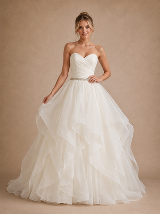 ChicSew Elegant Sweetheart Rhinestone Tulle A-Line Floor-Length Wedding Dress