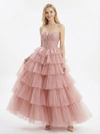 Unique Corset Lace Bodice Tiered Tulle Gown Beautiful Sweetheart Formal Evening Gown