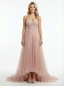Pretty Lace Sweetheart High-Low Tulle Gown Elegant Sleeveless A-Line Prom Dress