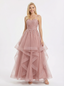 Elegant Tiered Tulle A-Line Gown Romantic Lace Sweetheart Neck Formal Dress