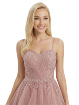 ChicSew Elegant Tiered Tulle A-Line Spaghetti Straps Lace Applique Ball Gown Formal Dress