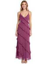 Cute Spaghetti Straps V-Neck Ruffles A-Line Ankle-Length Long Party Prom Dresses