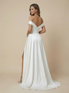 Mermaid Off Shoulder Side Slit Ruched Maxi Long Satin Wedding Dresses Online