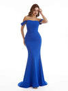 Elegant Mermaid Off Shoulder Stretchy Crepe Long Formal Bridesmaid Dresses