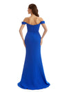 Elegant Mermaid Off Shoulder Stretchy Crepe Long Formal Bridesmaid Dresses