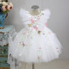 Appliqued Lace Ball Gown Flower Girl Dresses For Wedding Toddler Pageant Gowns Sweep Train Tulle Kids Prom Dress