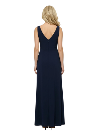 Elegant V-Neck Sleeveless A-Line Chiffon Side Slit Mother of the Brides Dresses