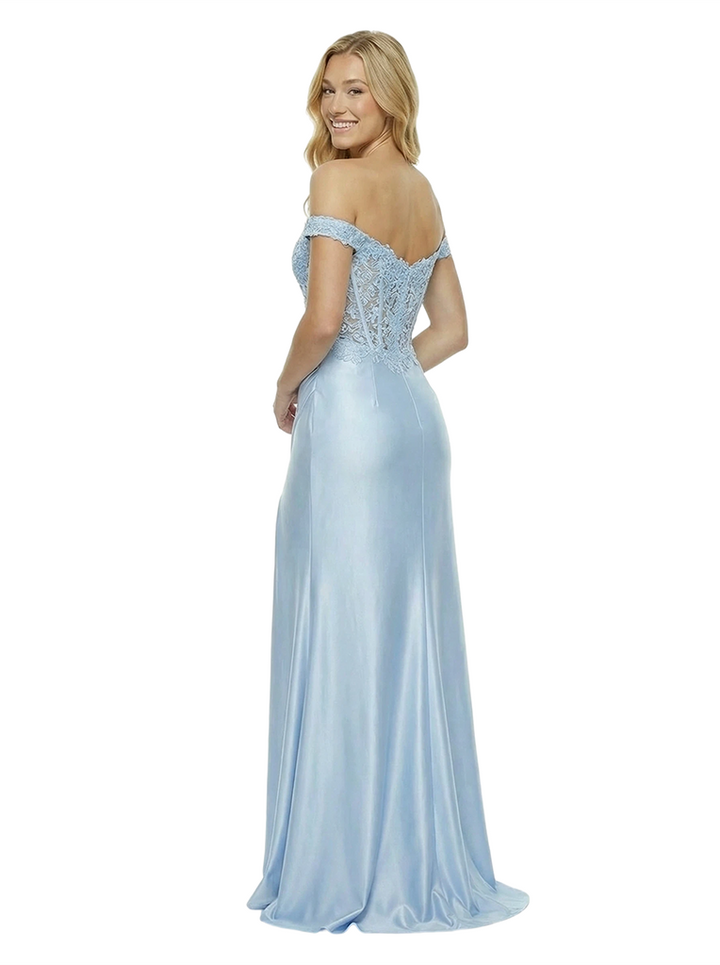 ChicSew Unique Off Shoulder Sleevesless Corset Side Slit Ruched Prom Dress