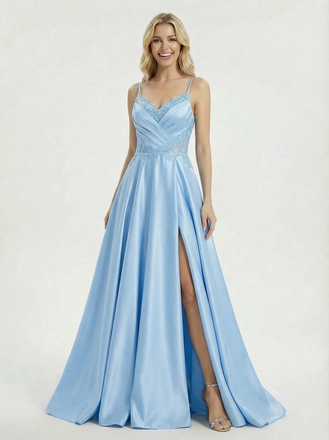 Modern Sweetheart Neckline Satin Party Dress with Lace Waist Detail And Pleated Skirt