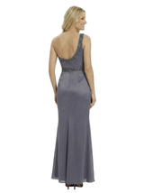 Fancy Mother of The Groom Dress Beautiful One Shoulder Beaded Satin Ruched Long Sheath Gown