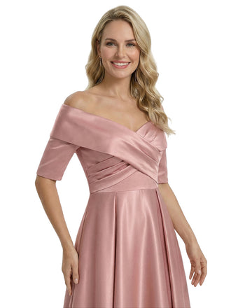 Elegant Off Shoulder Sleeveless A-Line Floor-Length Mother Of The Bride Dress