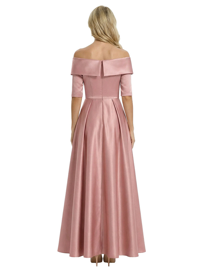 Elegant Off Shoulder Sleeveless A-Line Floor-Length Mother Of The Bride Dress