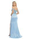 ChicSew Elegant Lace Off Shoulder Side Slit Formal Gown Ruched Satin Prom Dress